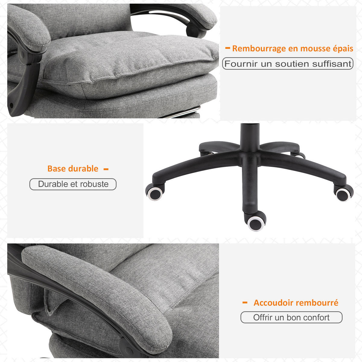 CHEFSESSEL DE-11640 ergonomisch mit Massagefunktion & Fußstütze Grau - Grau, Textil (62/130/70cm) - ComfortXL