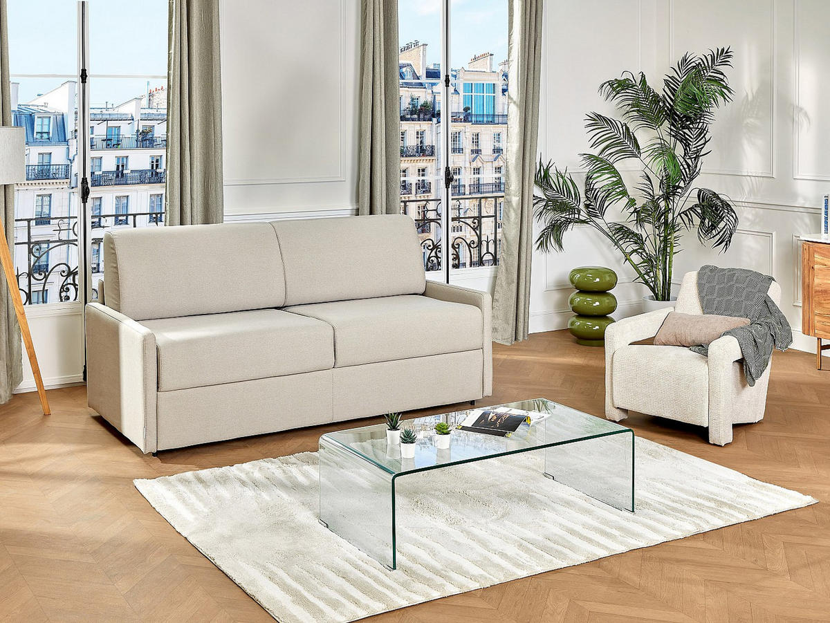 COUCHTISCH - Sicherheitsglas - ALONZO - Transparent/Hellgrau, Glas (55/110/35cm) - Vente-Unique