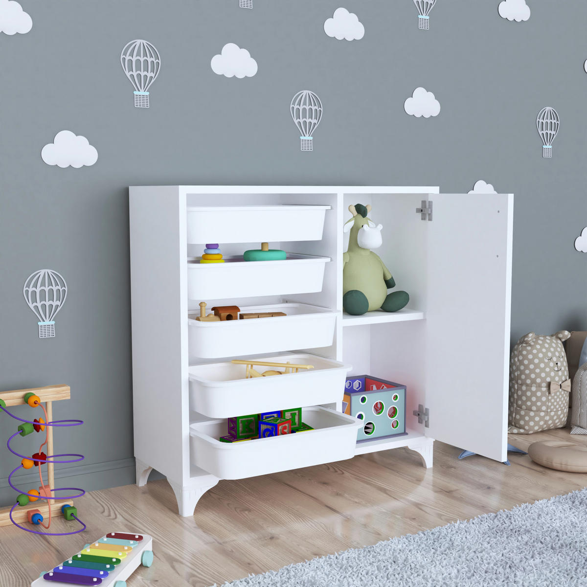 BEISTELLSCHRANK Aurland - Weiß, Holzwerkstoff (77/78.5/30cm) - [en.casa]