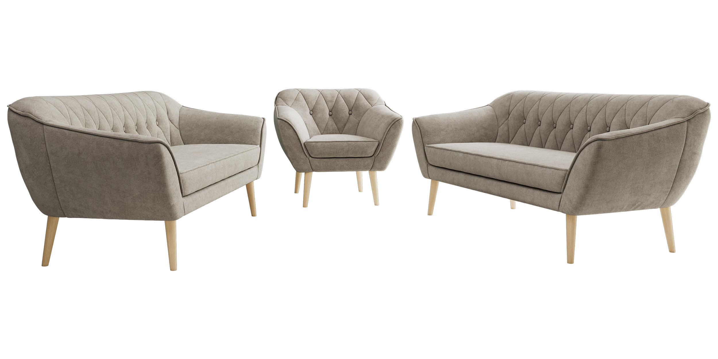 MKS Sitzgarnitur Greige 180x75x74 cm