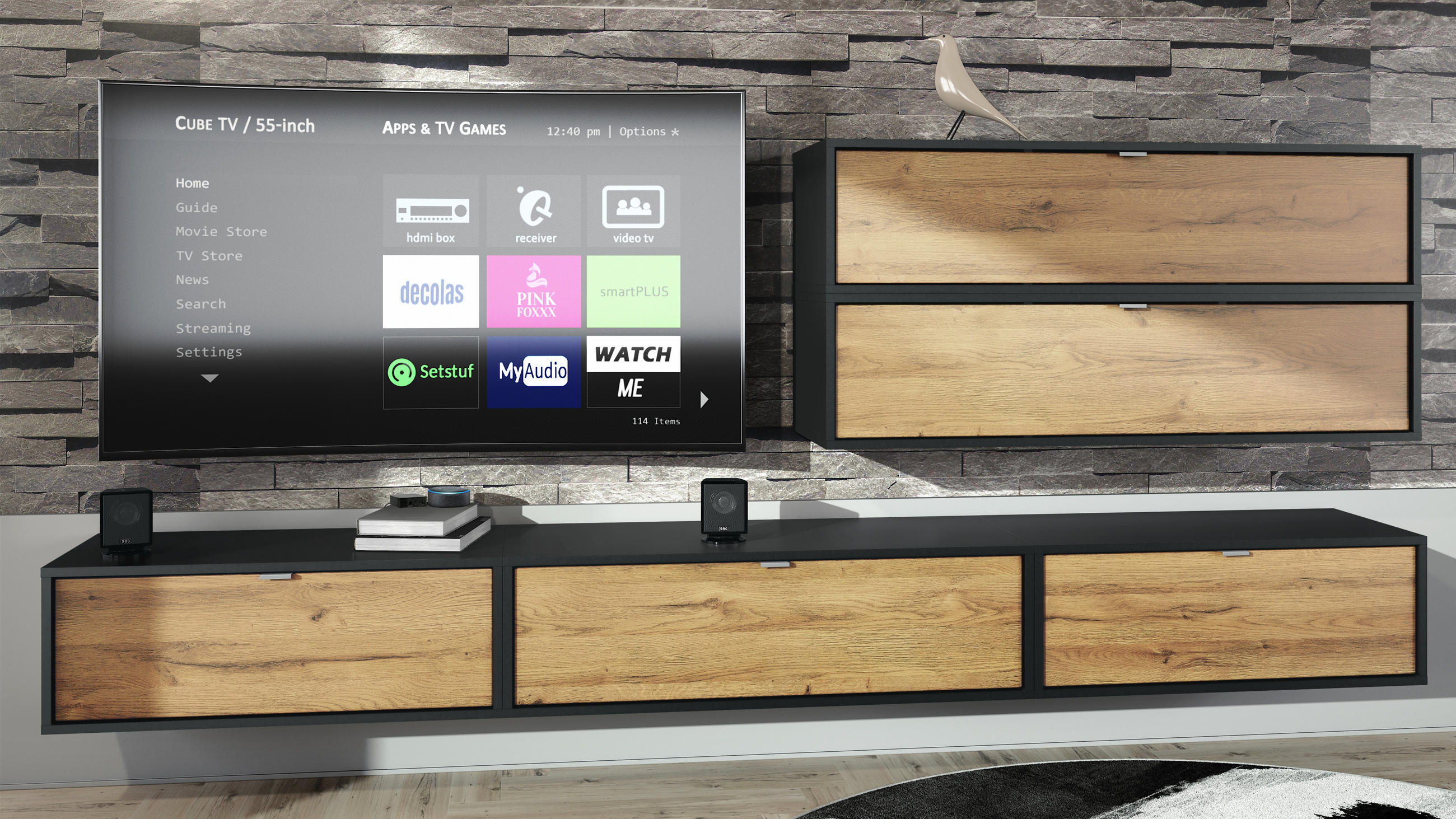 Thumbnail - Vladon Wohnwand, Eiche, Holzwerkstoff, 260x150x37 cm, Wohnzimmer, Wohnwände, Wohnwand-Sets