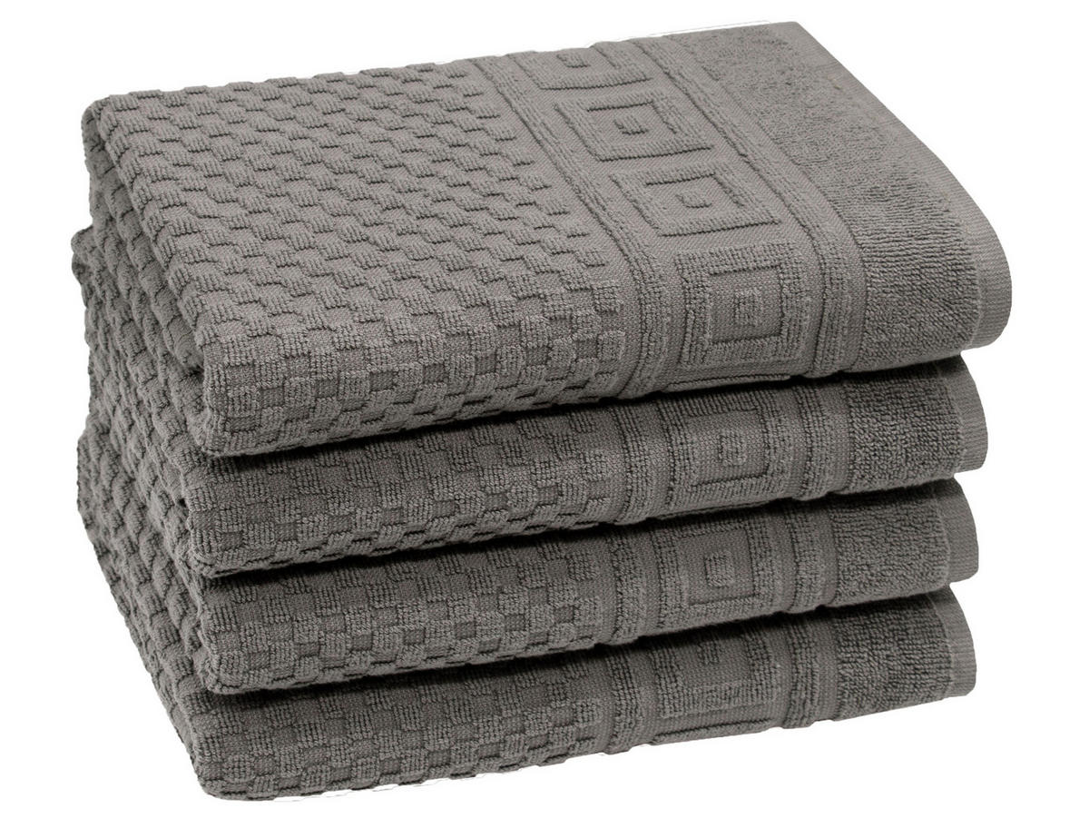 HANDTÜCHER, 4er-Set, 50x100 cm, 100% Baumwolle, Grau - Anthrazit, Textil (50/100cm) - Zollner