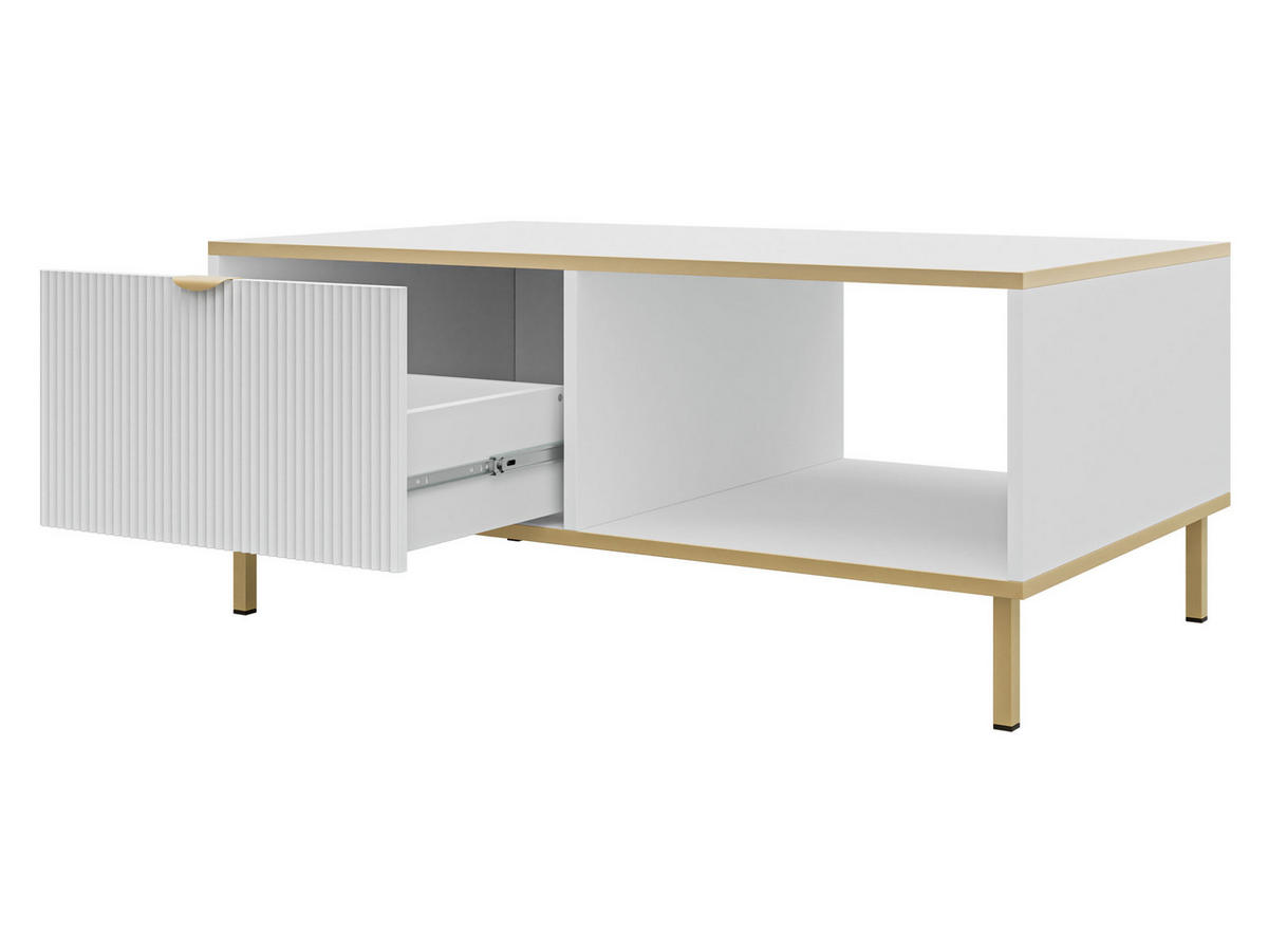 COUCHTISCH Werkoz - Goldfarben/Weiß, Holzwerkstoff/Metall (60/100/43cm) - MIRJAN24