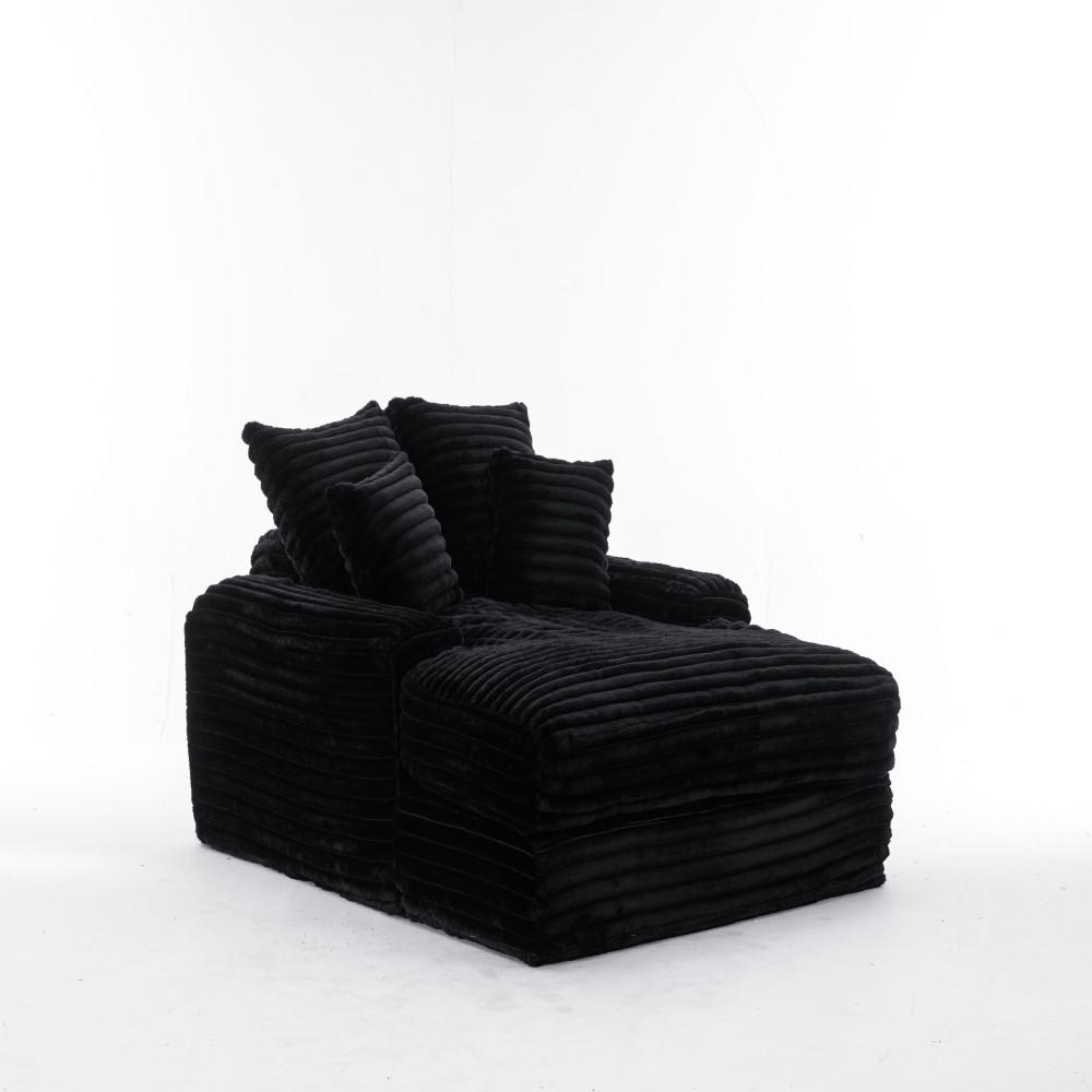 SCHLAFSOFA Luxus-Cord 4 Kissen montagefrei & platzsparend schwarz - Schwarz, Kunststoff (137/63/175cm)