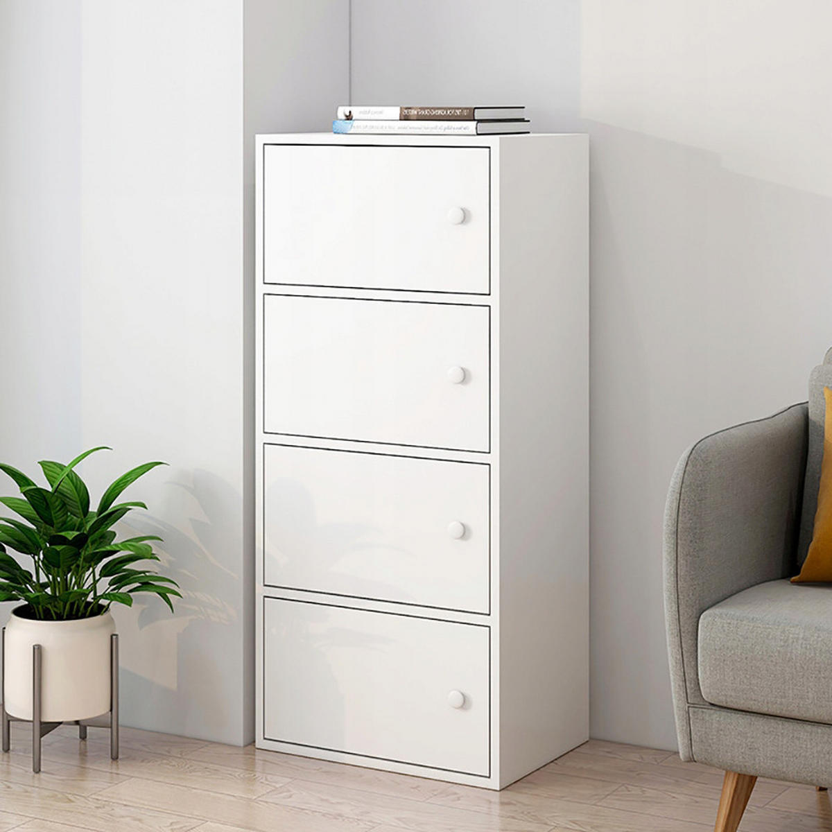 KOMMODE weiß 30/40/102 cm - Weiß, Holz (40/102/30cm) - Rebiko