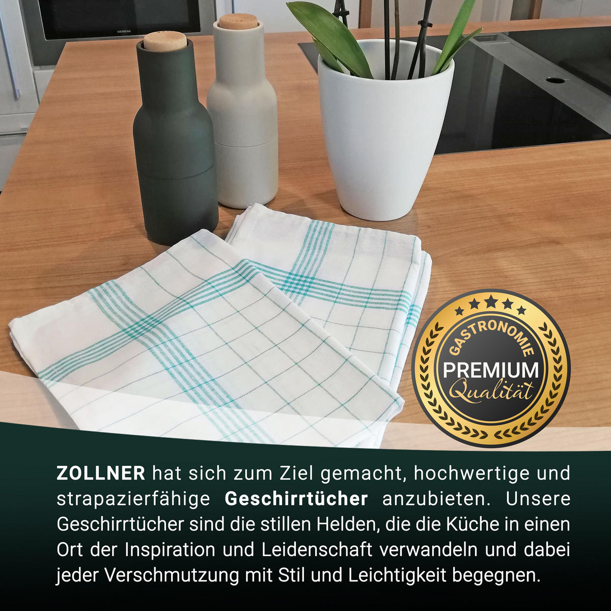 GESCHIRRTÜCHER, 5er-Set, 50x70 cm, 100% Baumwolle, Grün - Türkis, Textil (50/70cm) - Zollner