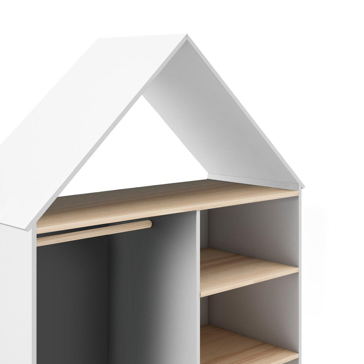 KLEIDERSCHRANK mit 3 Nischen, 1 Schublade und 1 Kleiderstange H180 cm 45/110/180 cm - Weiß, Holzwerkstoff (45/180/110cm) - Calicosy