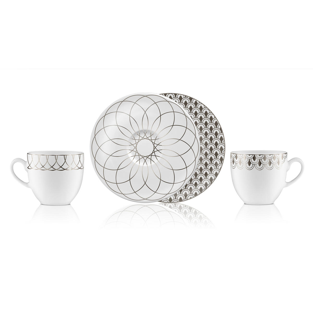 KÜNSTLERTASSE First.Platin 2er Set, Porzellan, Silber - Silberfarben, Keramik (0.15L) - Goebel