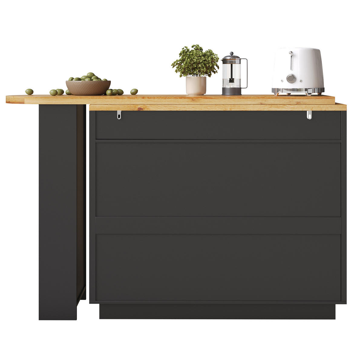 BARTISCH ausziehbar 137-215 x 39 x 102,3 cm MDF Schwarz mit 6 Schubladen - Schwarz, Holzwerkstoff (39/102.3/215cm) - Meubliv