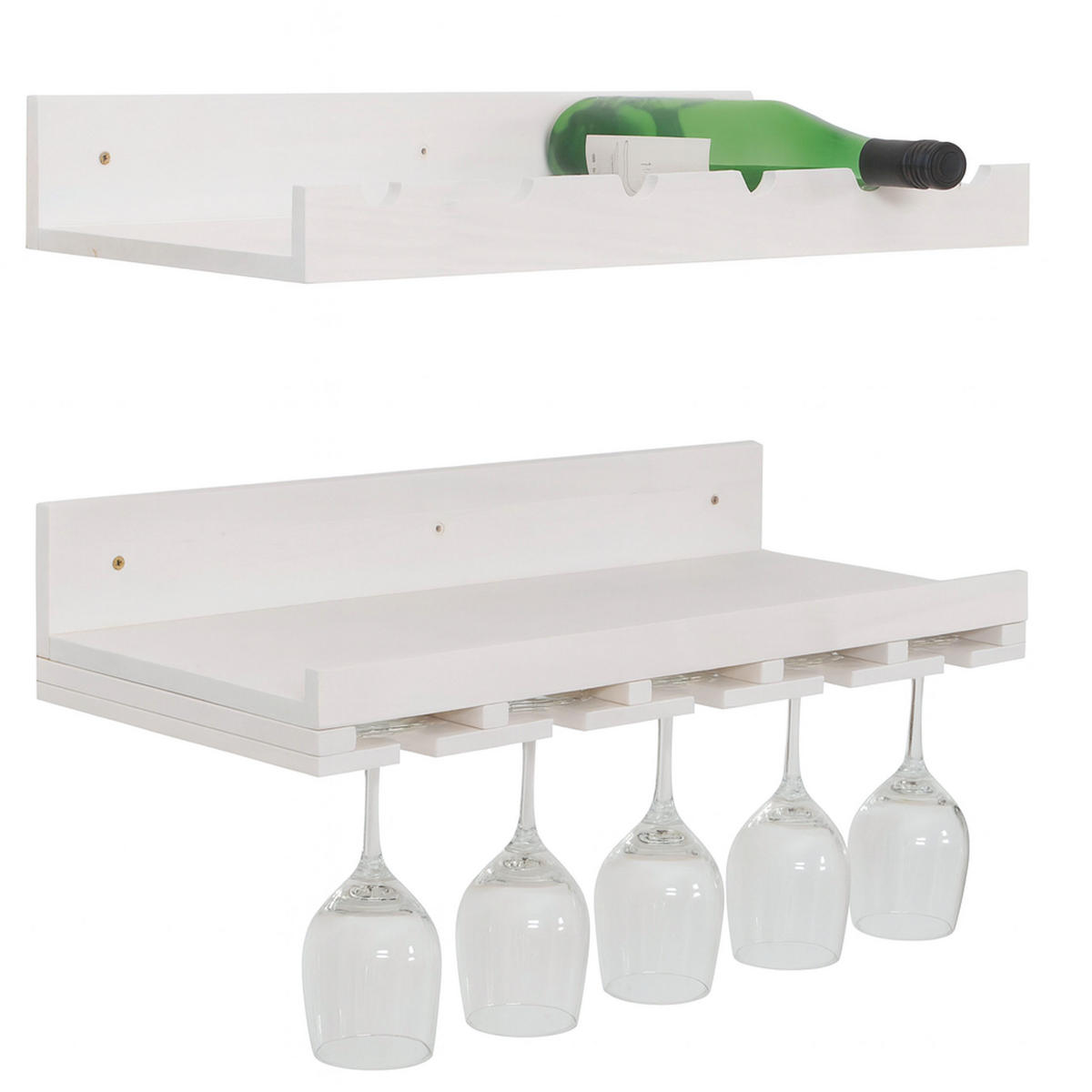WEINREGAL Biela sada 2 ks - biela, drevo (61/12/28cm) - MCW