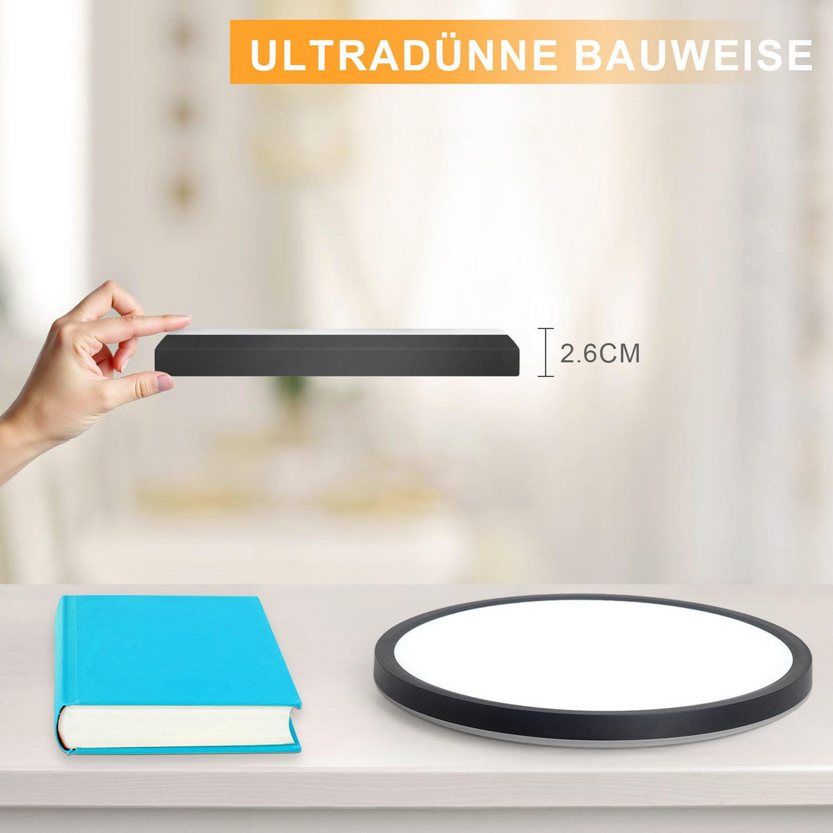LED-DECKENLEUCHTE Maldonado 18/18/2.6 cm - Schwarz, Kunststoff (18/18/2.6cm) - Nettlife