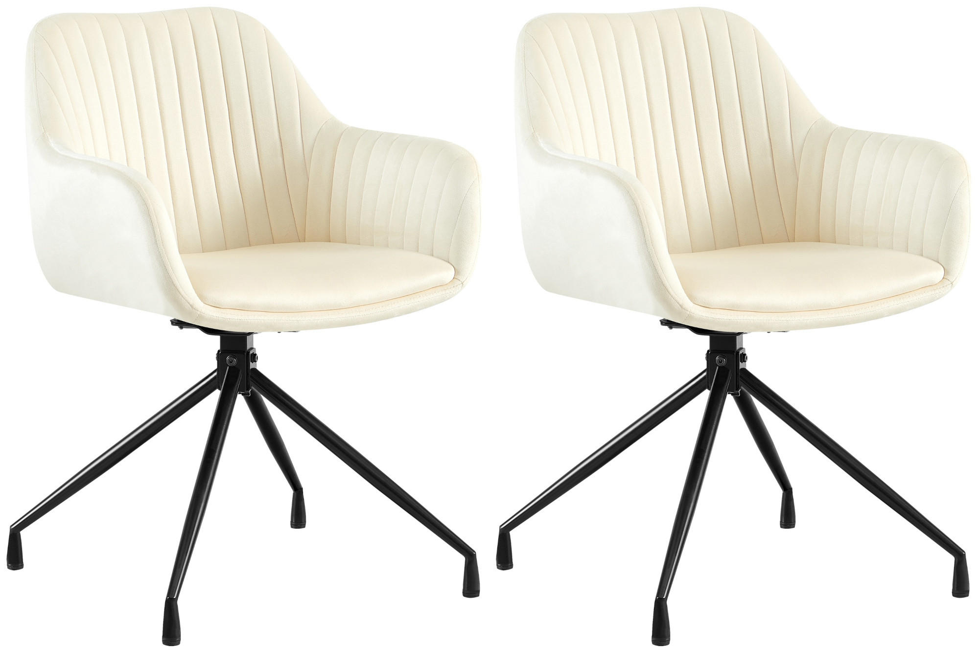 ARMLEHNENSTUHL 2er Set Samt Creme - Creme/Schwarz, Textil/Metall (58/81/58cm) - CLP