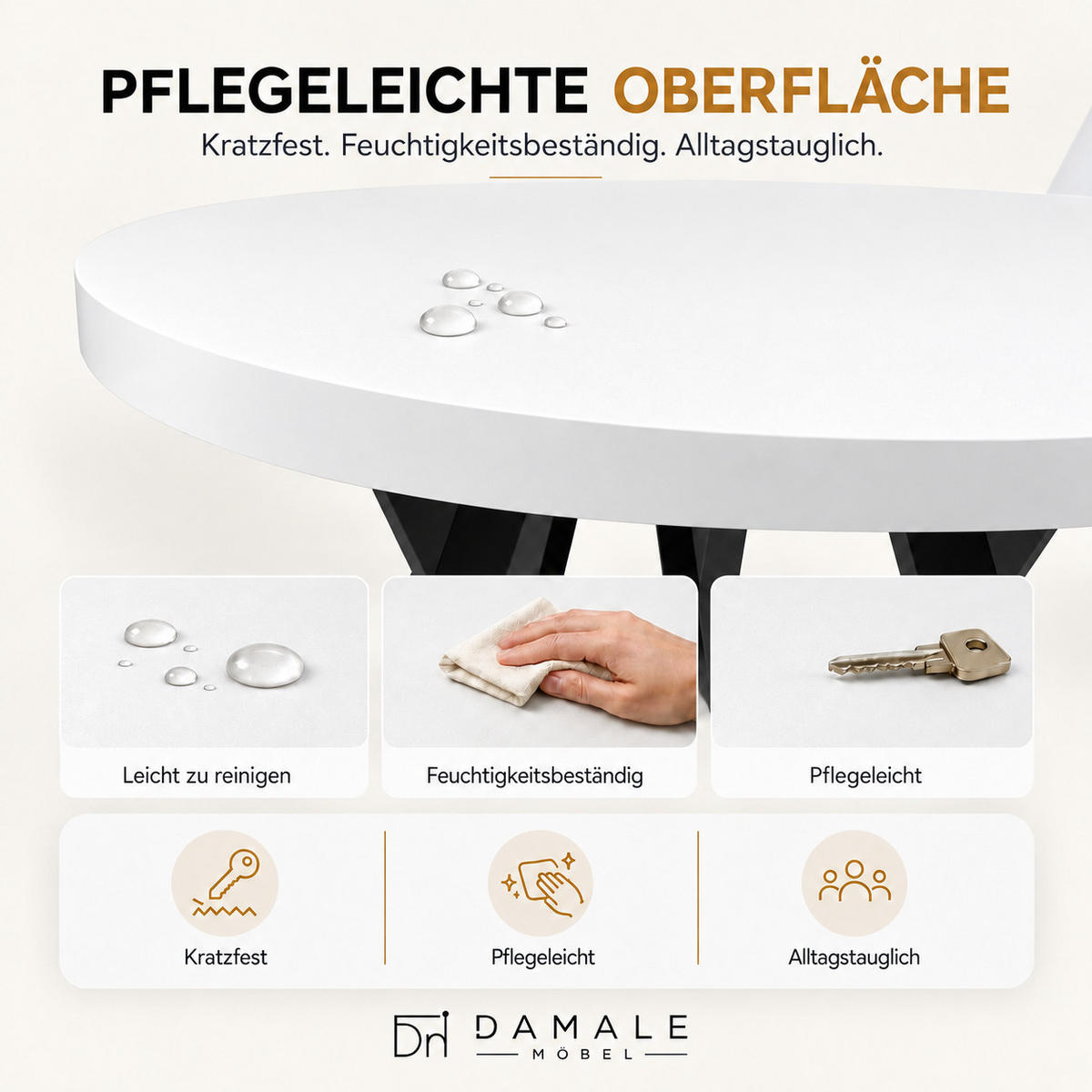 ESSTISCH rund ausziehbar 110/210/76 cm, Weiß, 54 cm Tischplatte + X Metallbeine Schwarz - Schwarz/Weiß, Holzwerkstoff/Metall (110/210/76cm) - Damale Möbel