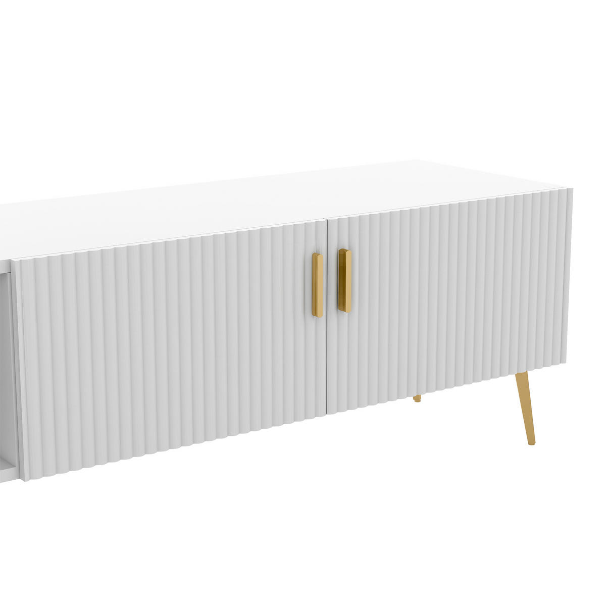 TV-SCHRANK in Weiß mit 2 Schubladen und Türen, für TVs bis 80" 180/35/41 cm - Weiß, Holzwerkstoff (180/41/35cm) - Redom