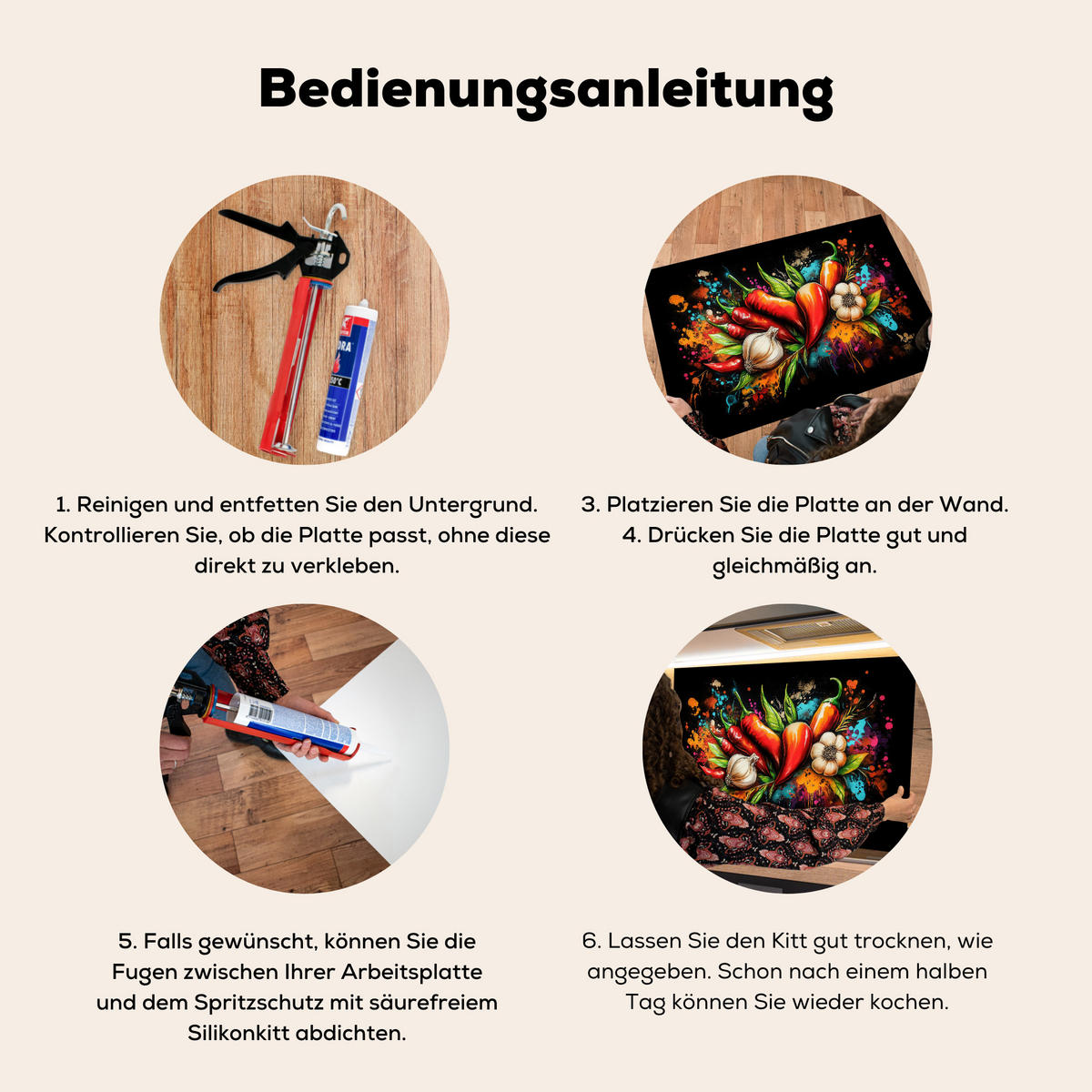 SPRITZSCHUTZ KÜCHE Gemüse - Paprika - Knoblauch - Graffiti - Farbe - Bunt 90x60 cm - Rot, Metall (90/0.3/60cm) - MuchoWow