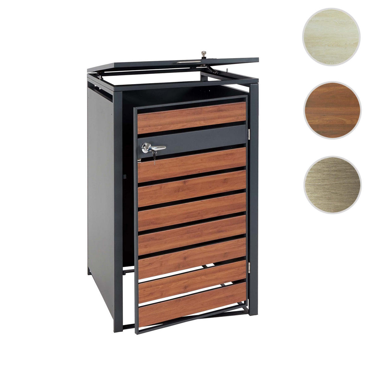 1ER-MÜLLTONNENVERKLEIDUNG Kirschbaum Dekor - Kirschbaumfarben, Metall (73/117/98cm) - MCW