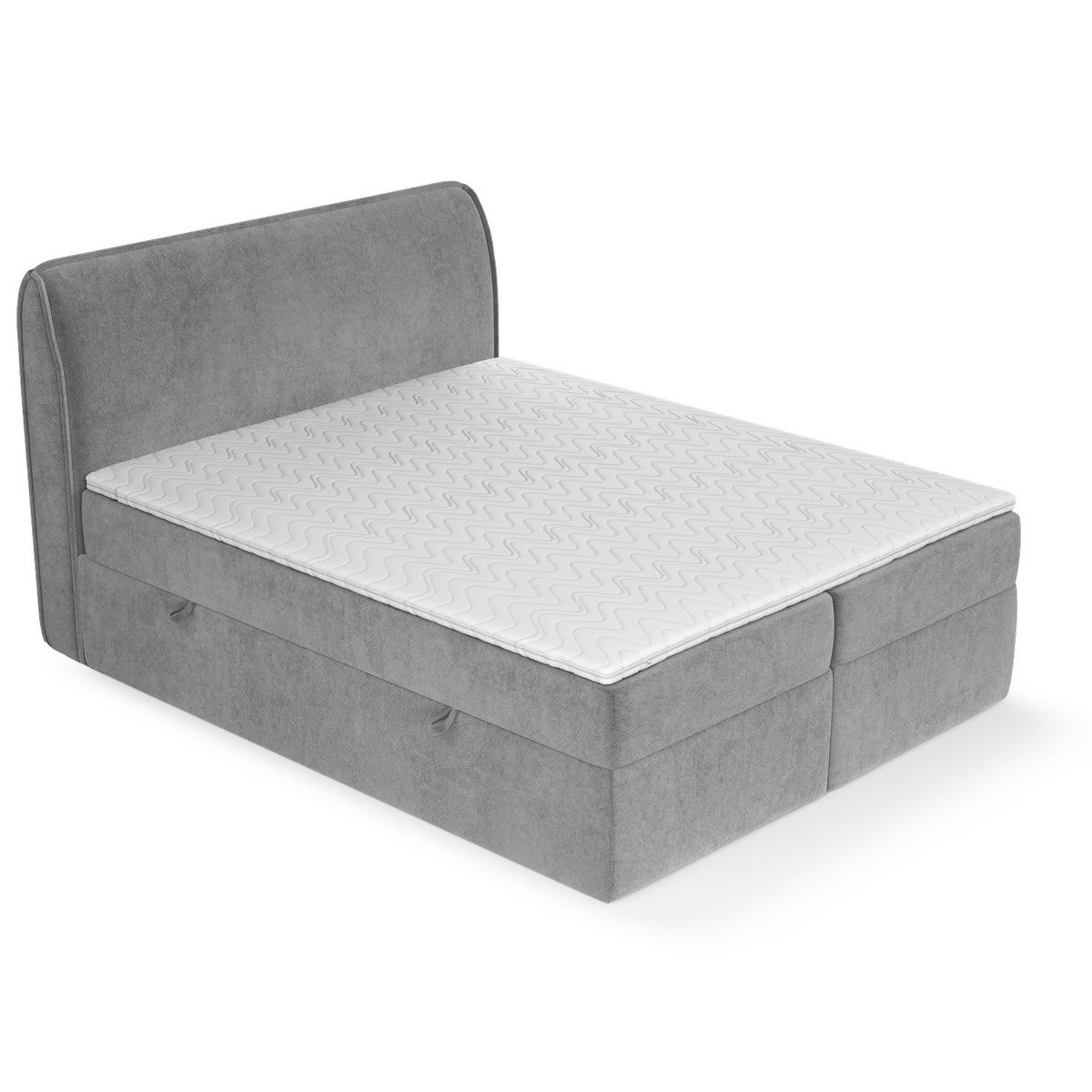 BOXBETT Organic Grau 180/200 cm mit Bonellmatratze und Topper - Schwarz/Grau, Holz/Holzwerkstoff (180/200cm) - Maison de Reve