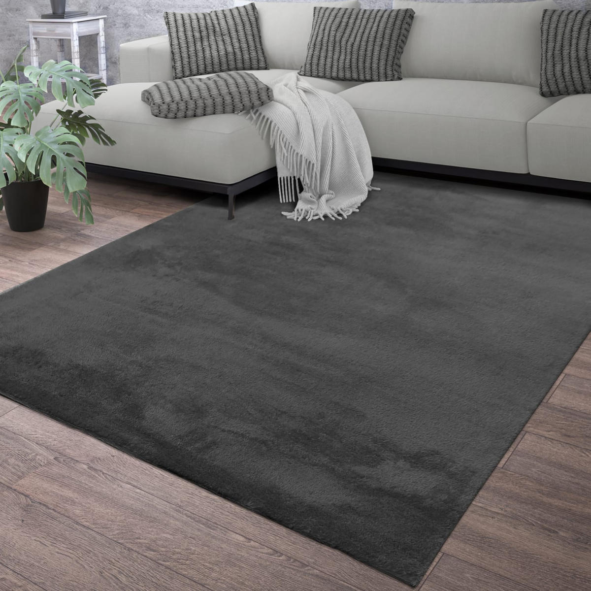 FLACHWEBETEPPICH Anthrazit 200 x 280 cm - Anthrazit, Kunststoff (200/280cm) - TT Home