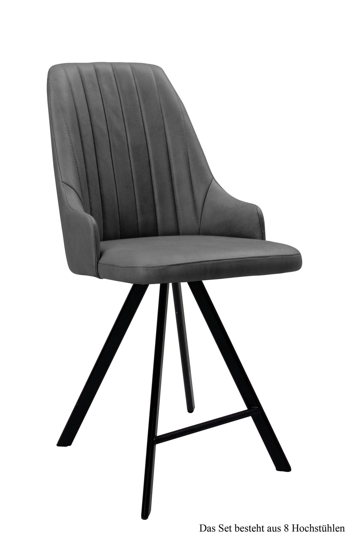 THEKENSTUHL drehbar (8er-Set) Diannah 52x108x60 Schwarz/Grau - Schwarz/Grau, Kunststoff (60/108/52cm) - 58aufmkessel