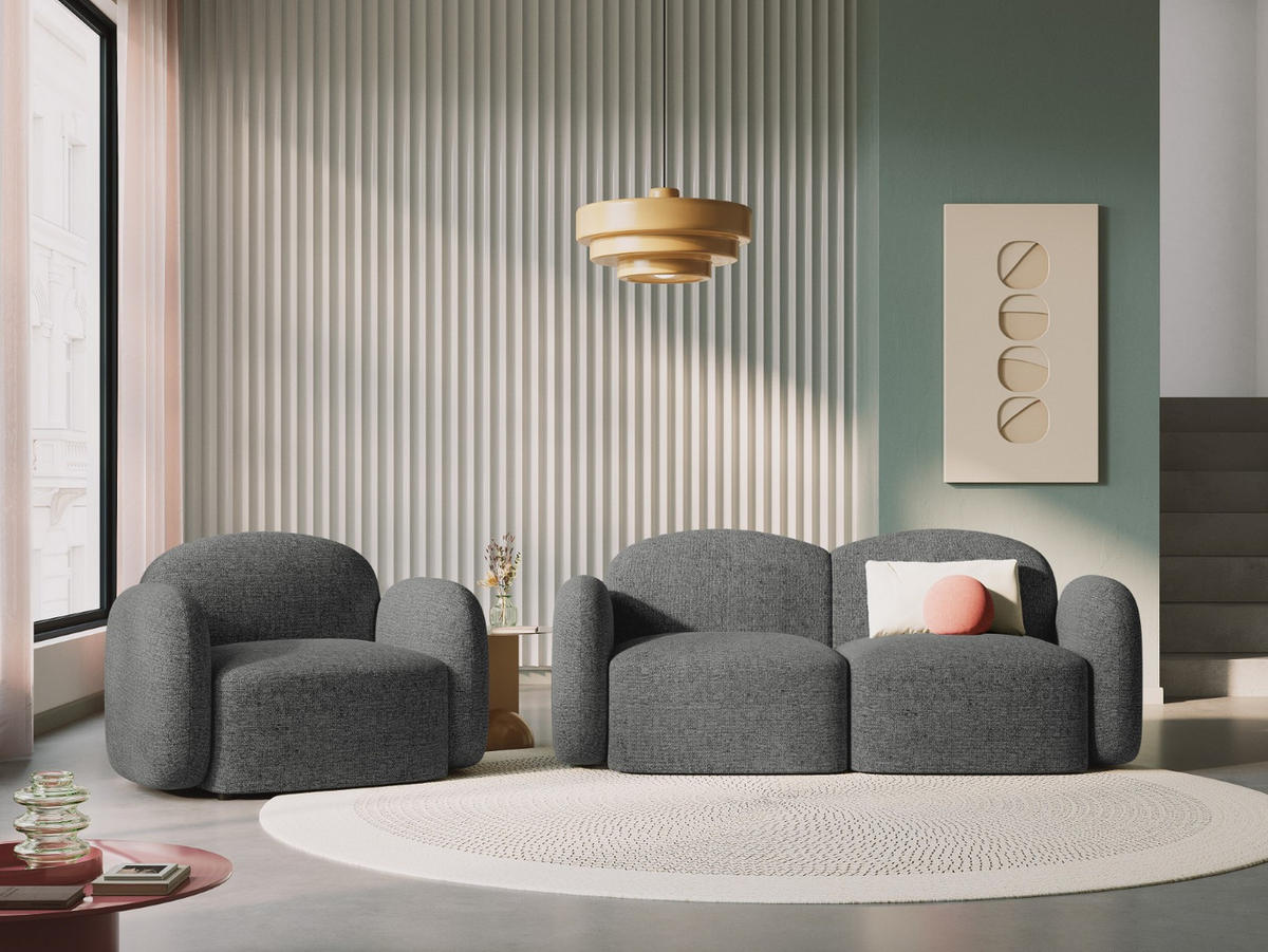 SOFA Blair aus Chenille-Stoff dunkelgrau mischung 2 Sitzplätze - Dunkelgrau, Textil (87/80/194cm) - Micadoni