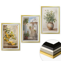 WANDBILDER 3er Set - 40x60 cm Goldrahmen - Zitronen in einer Pflanzenvase - Goldfarben, Kunststoff (40/60cm) - ArtPrintCave