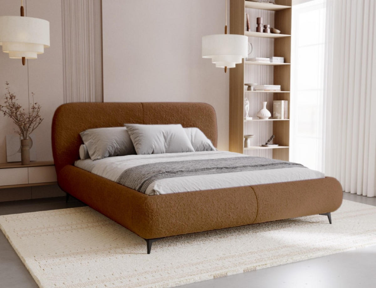BETT Terrakotta ELLE Gepolstert 180x200 cm Ausziehbar - Schwarz/Orange, Kunststoff/Textil (180/200cm) - Sepro Meble