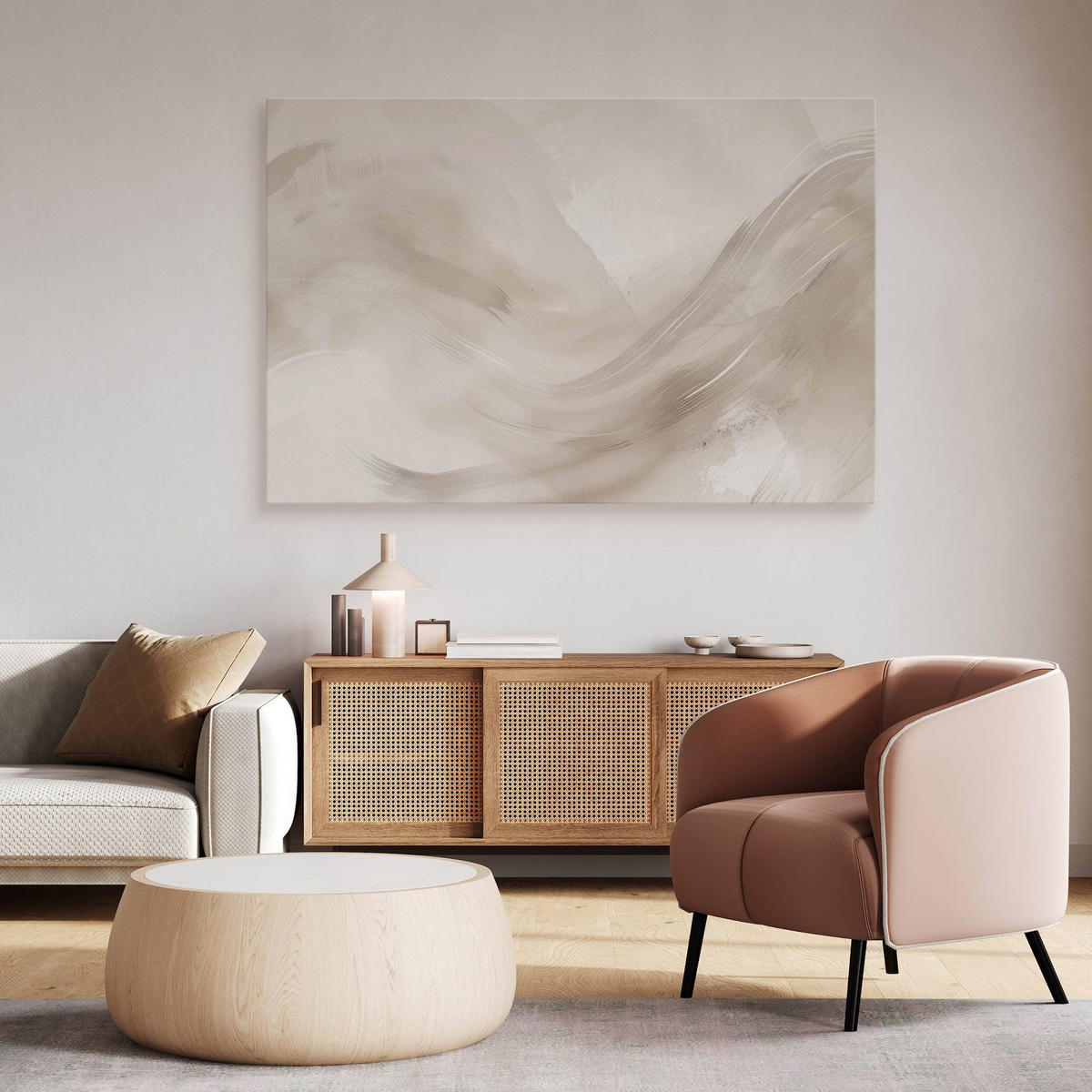 LEINWANDBILD Abstraktion Moderne Kunst für Wohnzimmer 40/30 cm - Beige/Braun, Textil (40/30cm) - Muralo