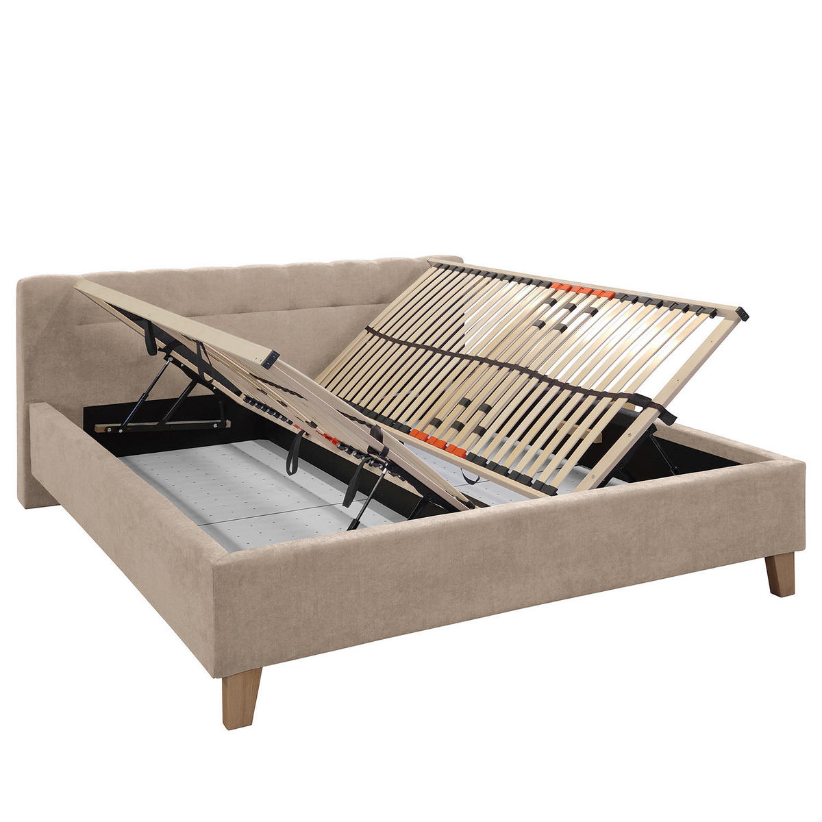 POLSTERBETT - Samt - Beige, Textil (200/200cm) - home24