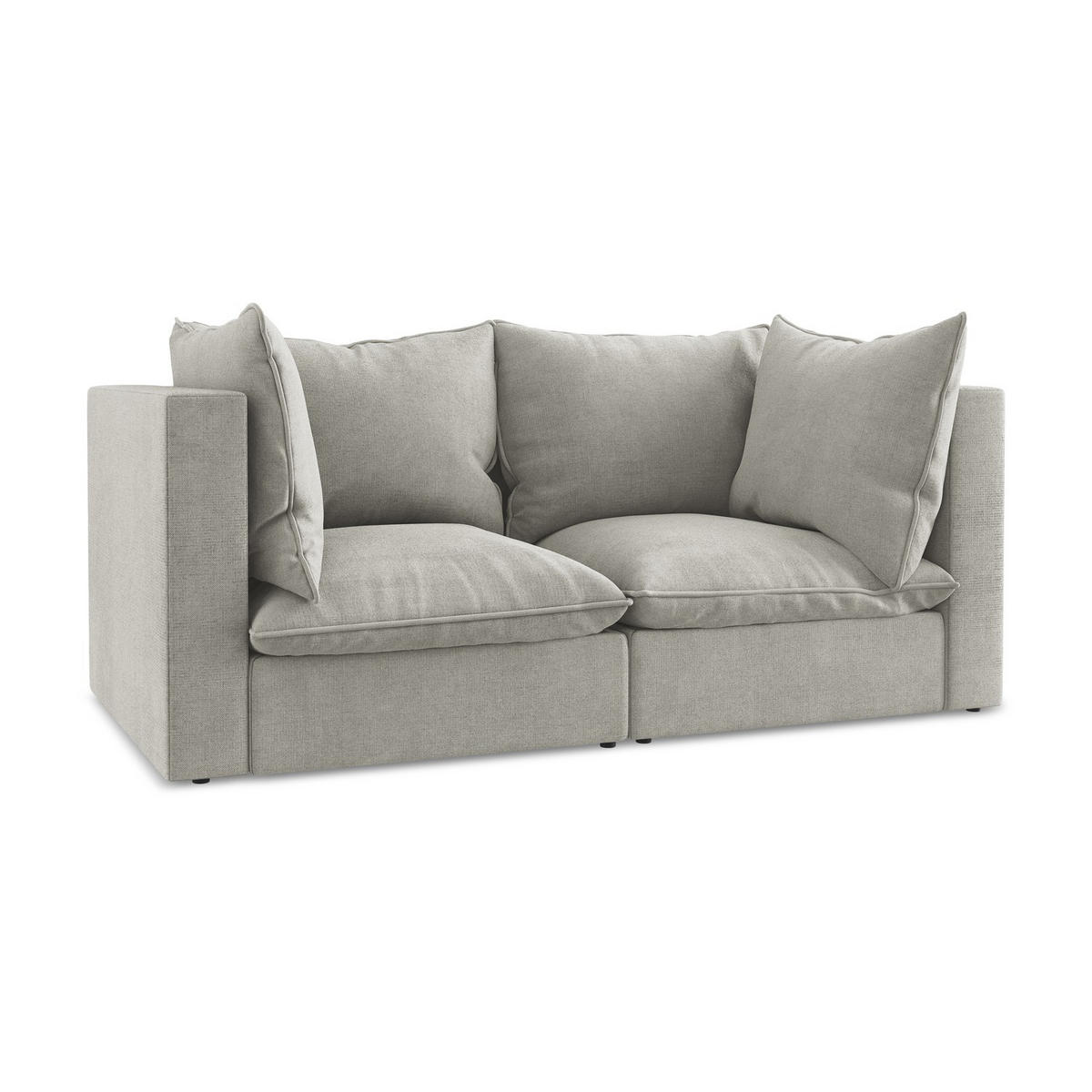 2-SITZER SOFA Strukturstoff Grau - Hellgrau/Schwarz, Holzwerkstoff/Kunststoff (180/77/90cm) - LaMiaSofa