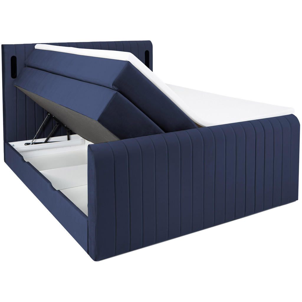 Thumbnail - wonello Boxspringbett, Blau, Textil, H3, Höhe ca. 20 cm, 160x200 cm, Schlafzimmer, Betten, Boxspringbetten