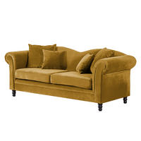 3-SITZER SOFA - Samt - Gelb/Schwarz, Buchenholz/Textil (213/84/79cm) - home24