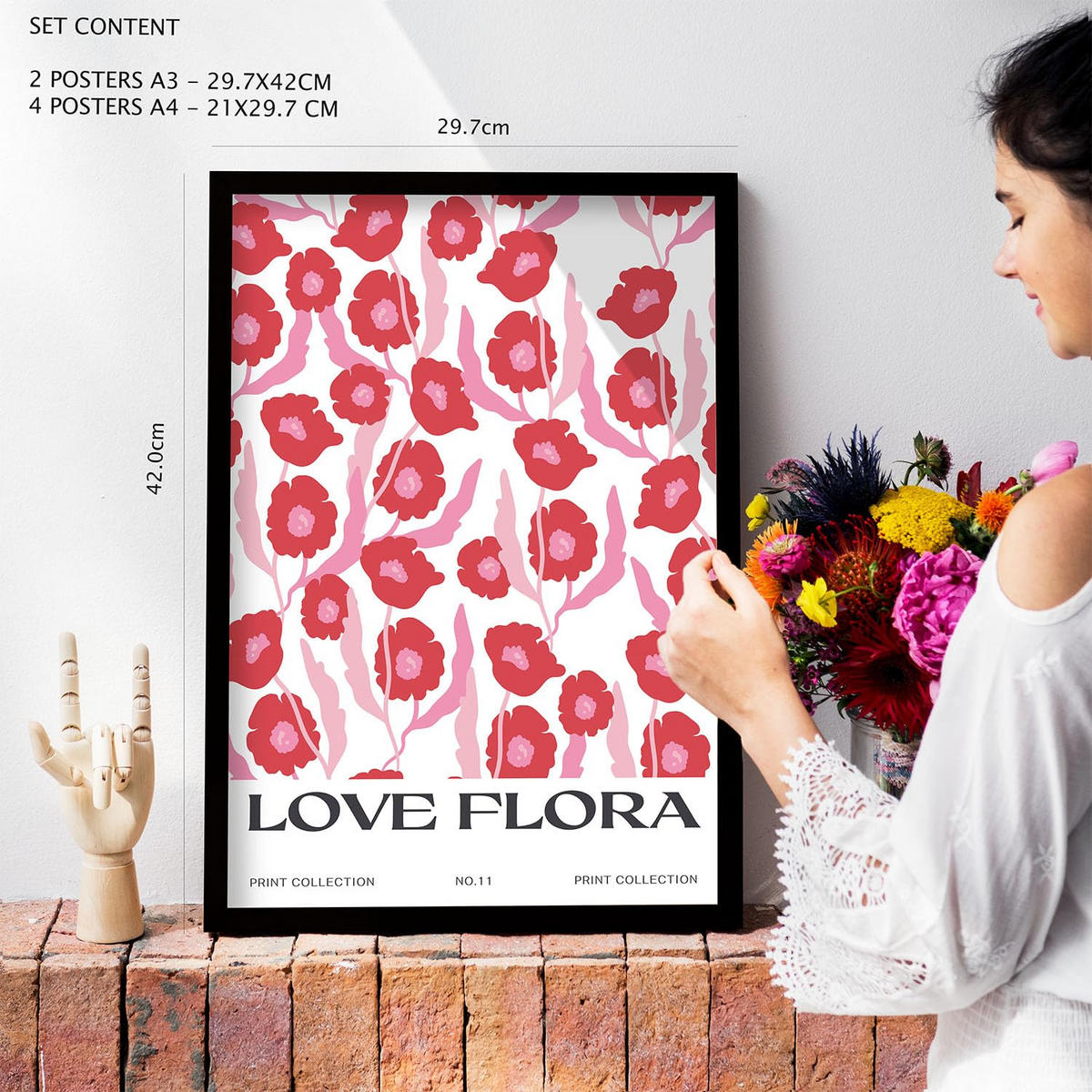 POSTER Set Mit 6 Blumen Blumenliebe A3 & A4 Rahmenlos - Klar, Papier (29/3cm) - Nacnic