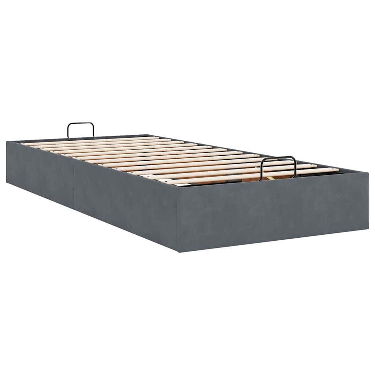 OTTOMAN-BETT Ohne Matratze Dunkelgrau 90/200 Cm Samt - Grau, Holzwerkstoff (90/200cm) - vidaXL