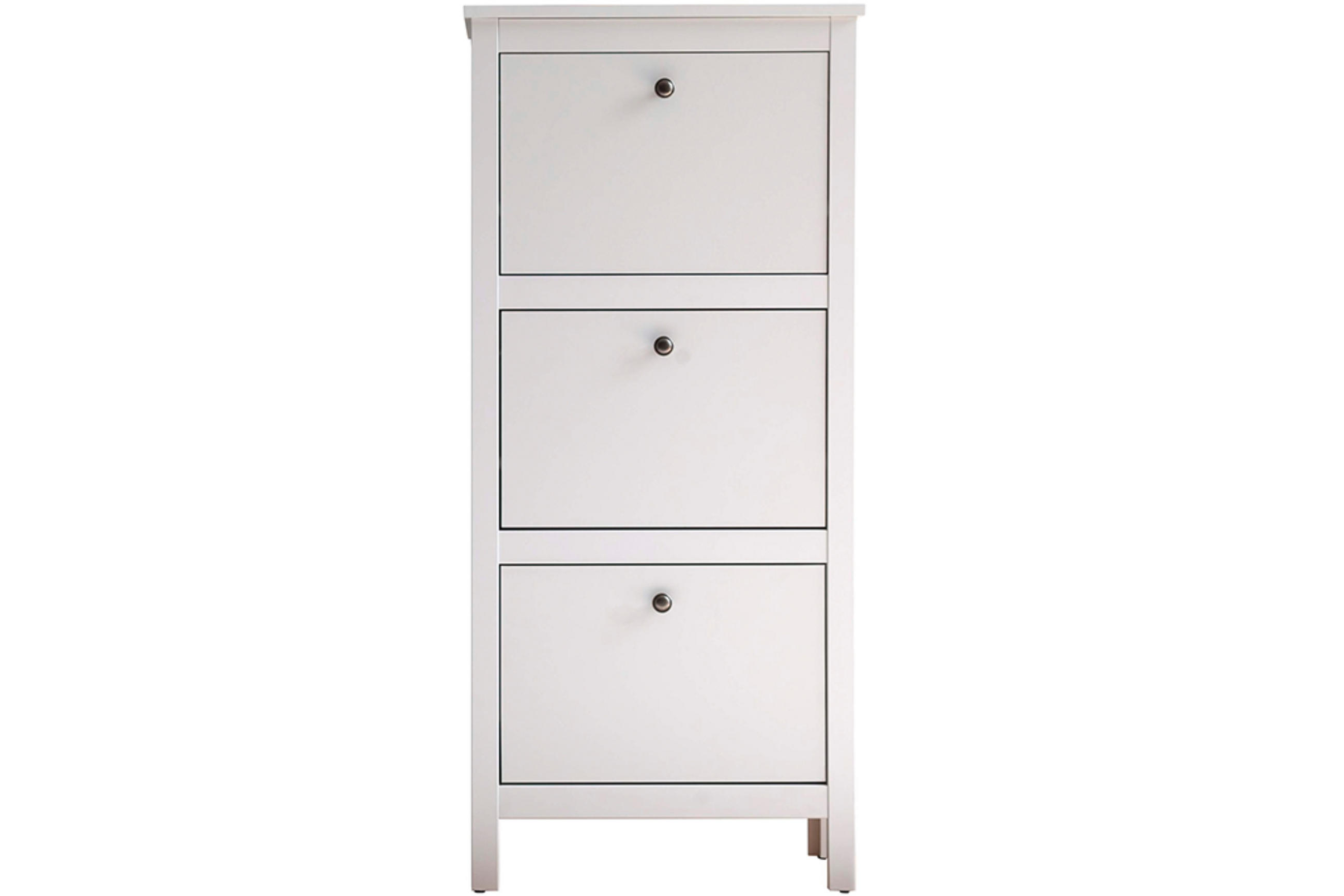SCHUHSCHRANK FARGE 3 geräumige Schubladen, weiß - Weiß, Holz (55/126/29cm) - KONSIMO®
