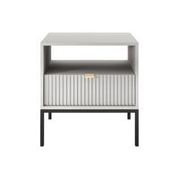 NACHTTISCH - 54 cm x 39 cm - Holz, Platte - Hellgrau - LIOUBA - Hellgrau, Holz (54/56/39cm) - Vente-Unique