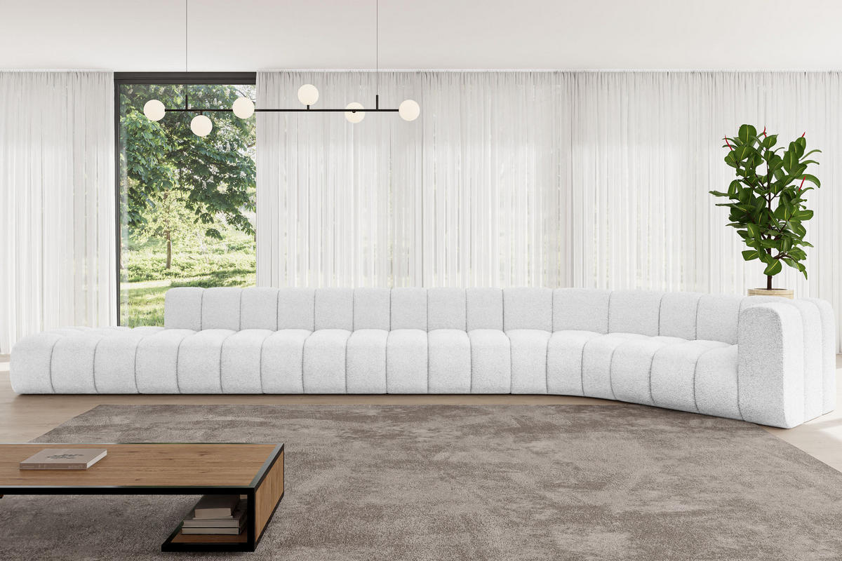 ECKSOFA modulares Sofa Tilmo-L3 - 581x194x70 cm Weiß - Weiß, Holzwerkstoff/Textil (581/194cm) - ALTDECOR