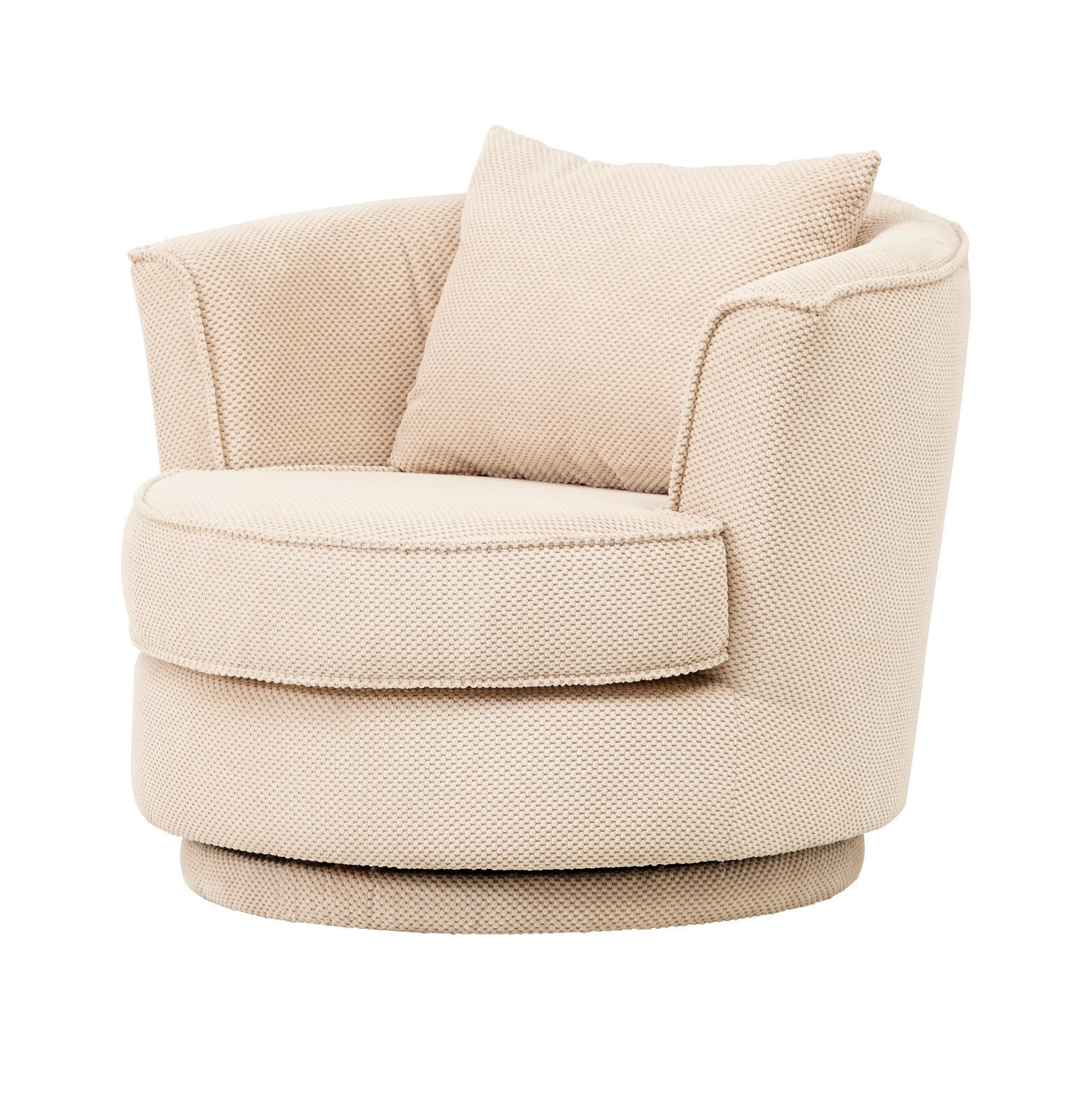 DREHSESSEL wollweiß Web-Velours, Sessel 360° drehbar inklusive Kissen - Creme/Weiß, Kunststoff/Textil (95/77/95cm)