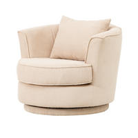 DREHSESSEL wollweiß Web-Velours, Sessel 360° drehbar inklusive Kissen - Creme/Weiß, Kunststoff/Textil (95/77/95cm)