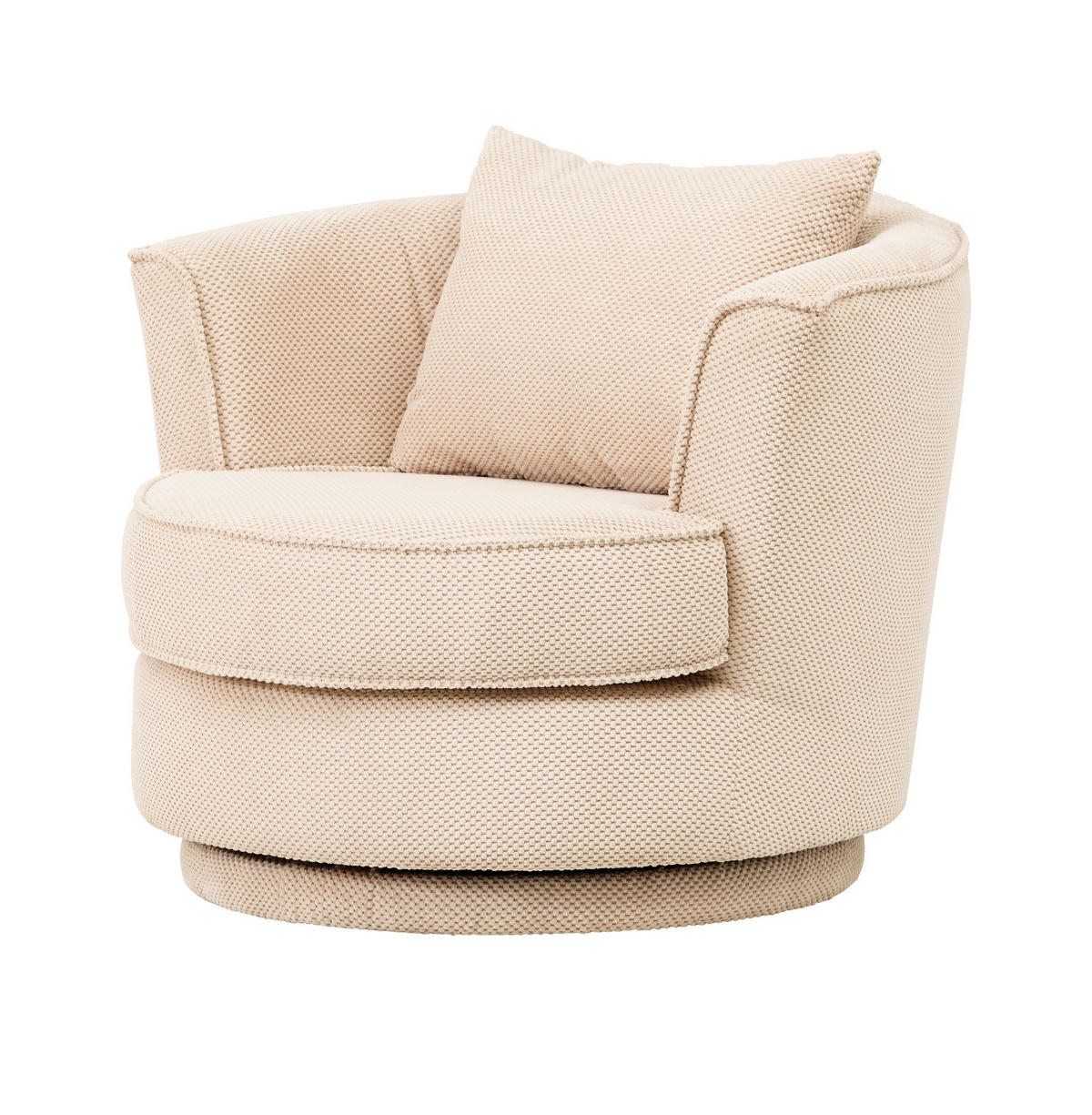 DREHSESSEL wollweiß Web-Velours, Sessel 360° drehbar inklusive Kissen - Creme/Weiß, Kunststoff/Textil (95/77/95cm)