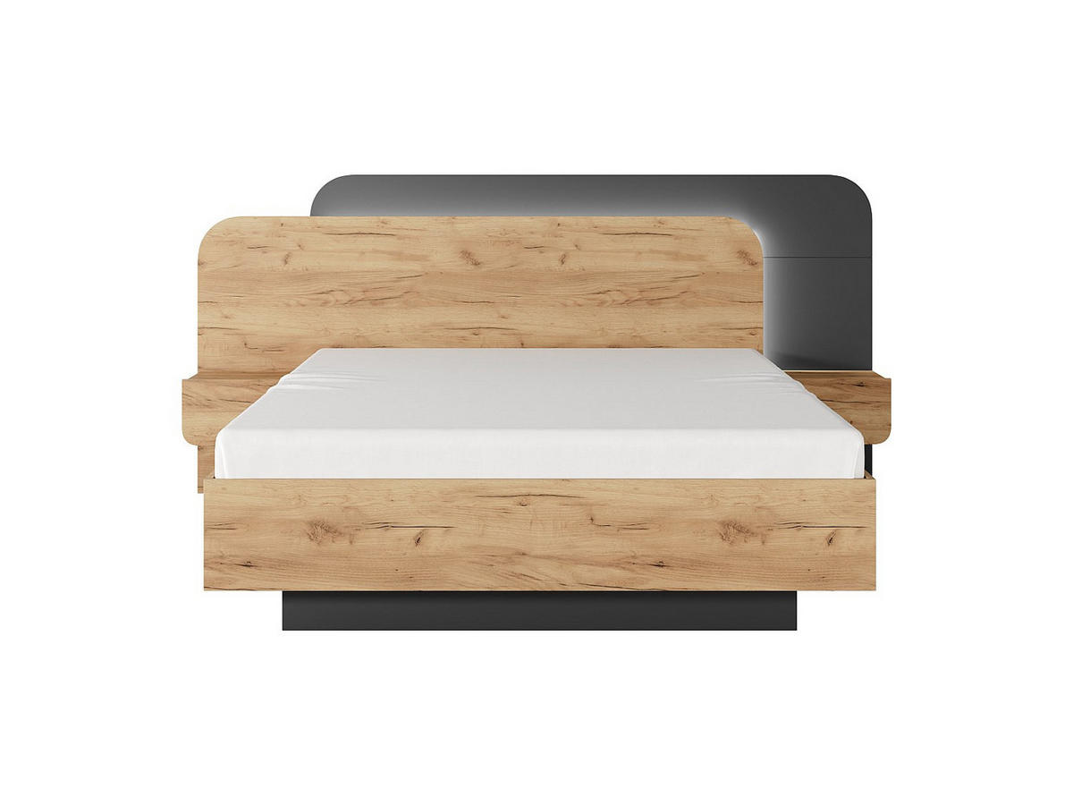 BETT mit Bettkasten - 2 Personen - holz - anthrazitgrau, naturfarben hell Desado - Anthrazit/Naturfarben, Holz (160/200cm) - Vente-Unique