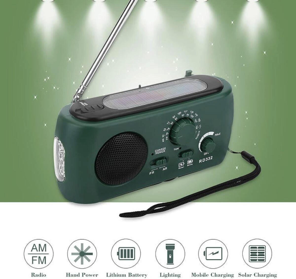 RADIO – FM/AM – LED-Taschenlampe/Notladefunktion/Batteriebetrieben – Grün - Grün, Kunststoff (15/7/5cm) - DCA