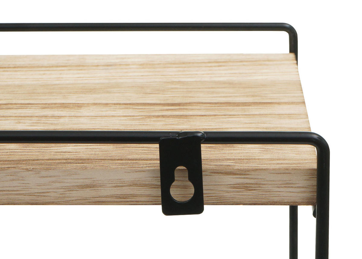 WANDREGAL 50x35x17cm Massiv-Holz Metall Industrial 2 Regalböden Natur - Naturfarben, Metall (35/50/17cm) - BERLINLODGE