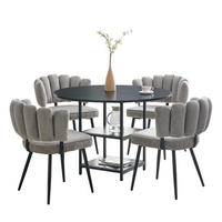 ESSGRUPPE DE-39433 5-teilig, mit doppelter Ablage und 4 Stühlen Grau - Grau, Metall (107/75/107cm) - ComfortXL