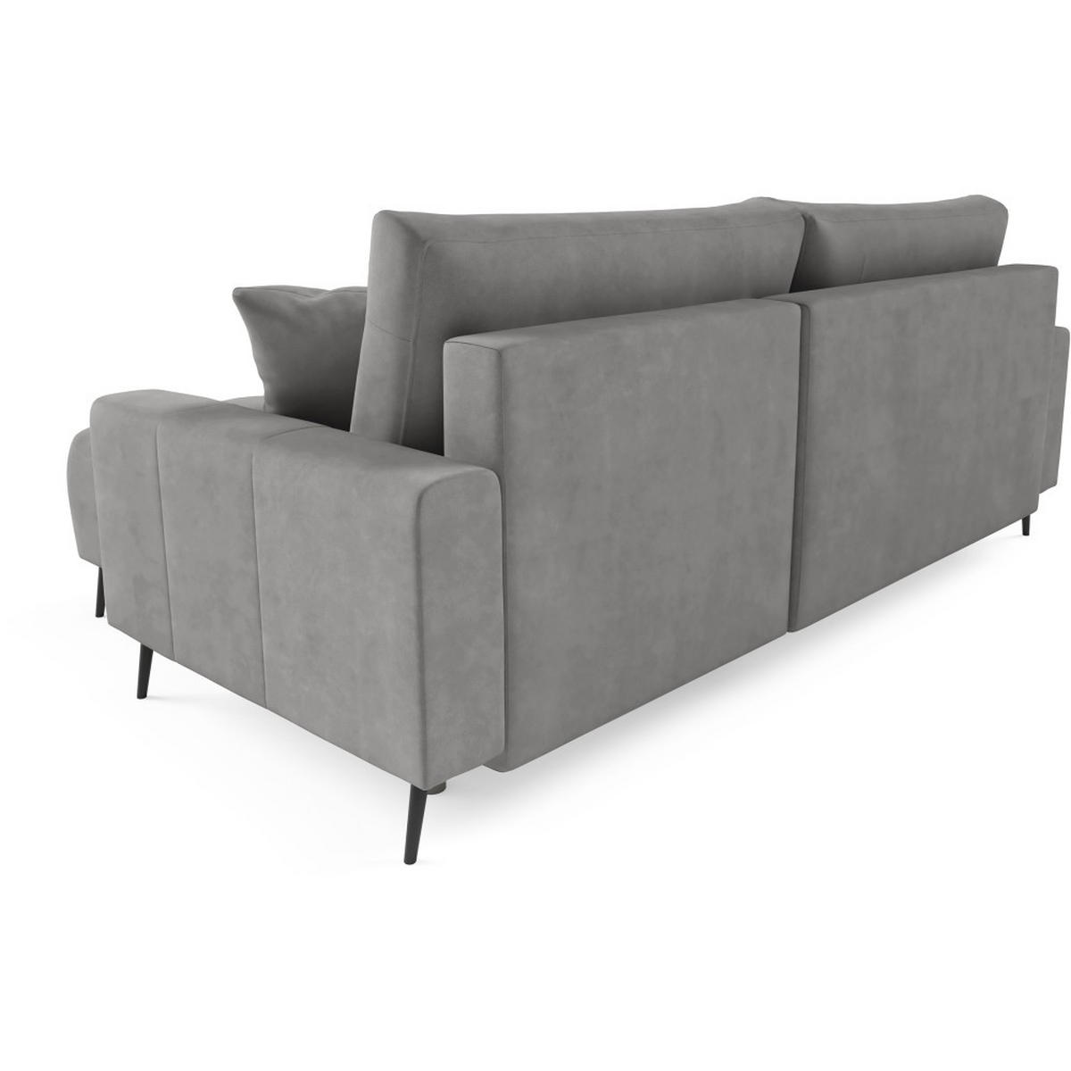 ECKSCHLAFSOFA Denver im Veloursstoff, Grau - Schwarz/Grau, Textil (232/148cm) - Beautysofa