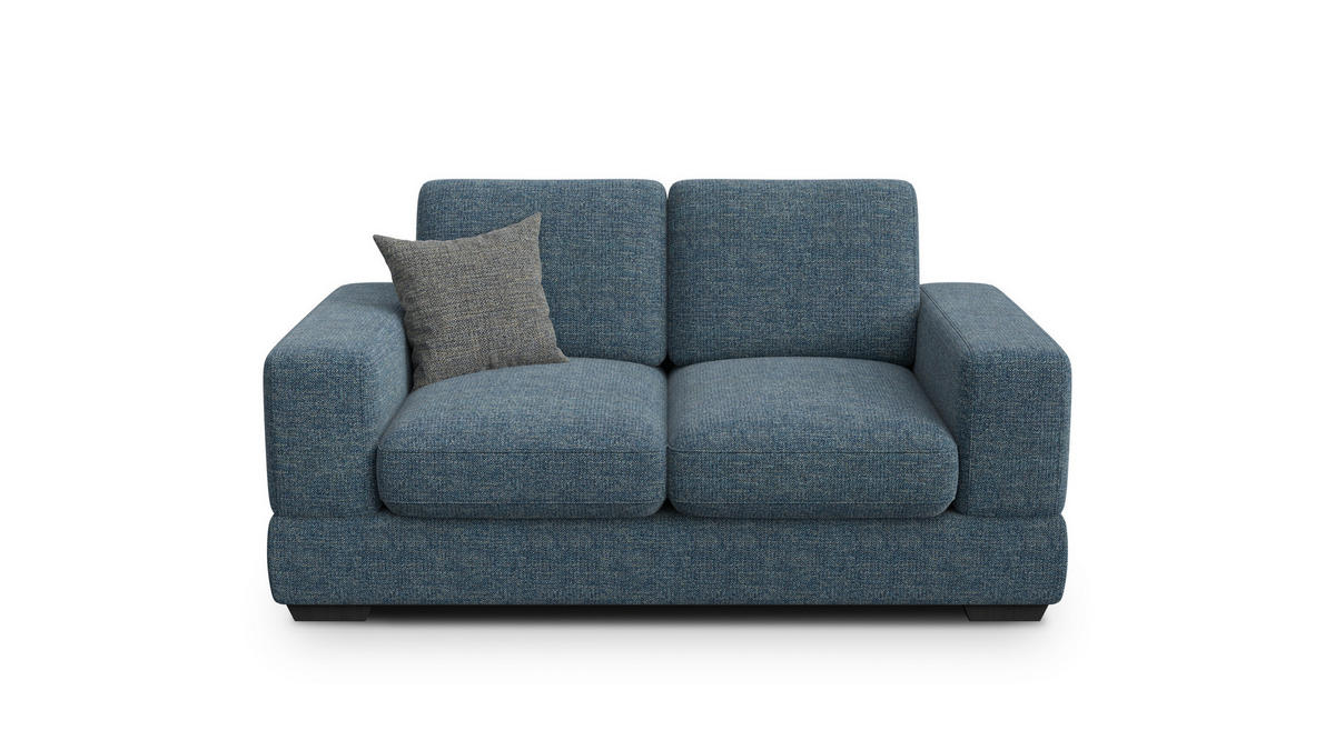 SOFA OTTO 2-Sitzer, marineblau - Blau/Schwarz, Holz/Textil (171/89/98cm) - Courtois Laville