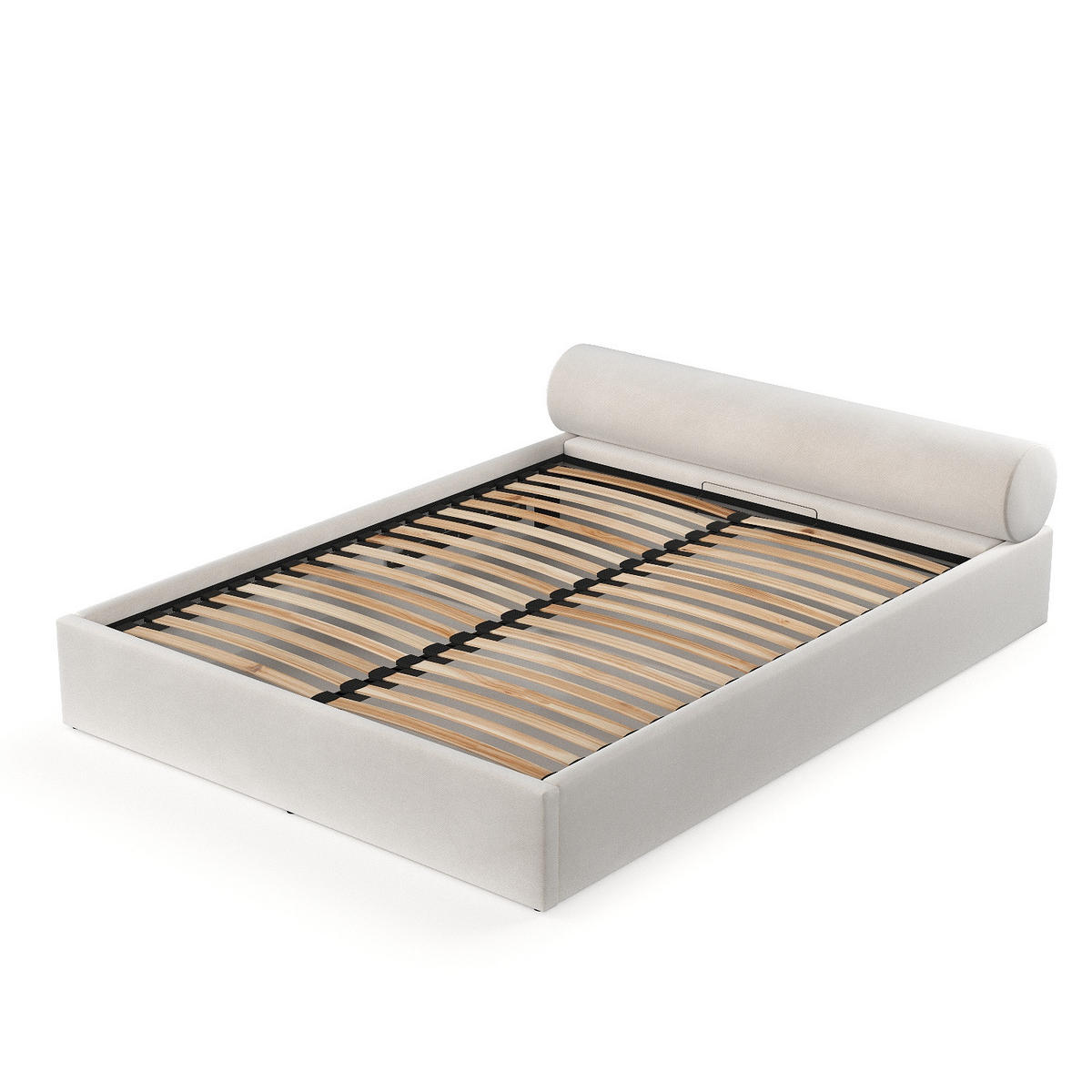 POLSTERBETT Solvo mit Stauraum 160/200 cm Creme im Paros Stoff - Creme/Schwarz, Holz/Holzwerkstoff (160/200cm) - AltaBeds