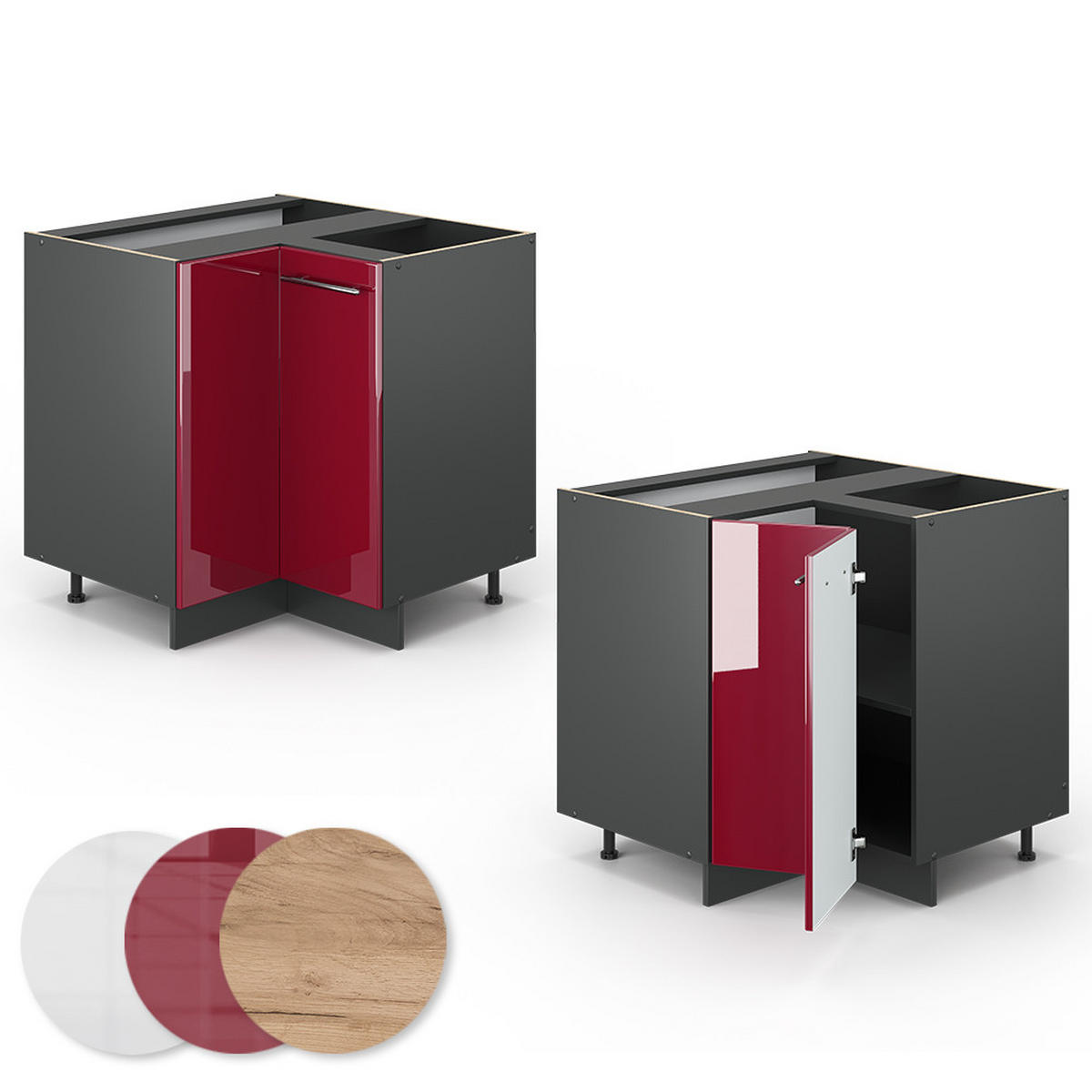 ROHOVÁ SKRINKA Fame-Line Bordeaux vysoký lesk - bordová/antracitová, kompozitné drevo (80.5/82/51.6cm) - Vicco