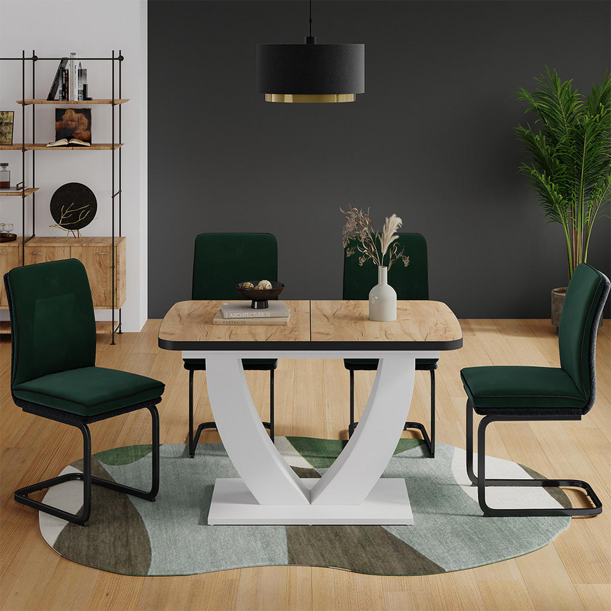 JÍDELNÍ STŮL Fenaro Zlatá síla dub/bílá - bílá/medově dubová, kompozitní dřevo (80/120/77.4cm) - Vicco