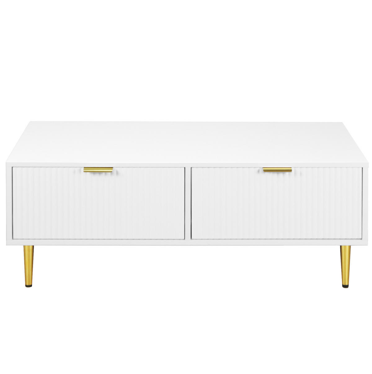 COUCHTISCH aus MDF 100x50x40 cm Weiß/Gold mit 2 Schubladen - Weiß, Holzwerkstoff (100/50/40cm) - IVMEU