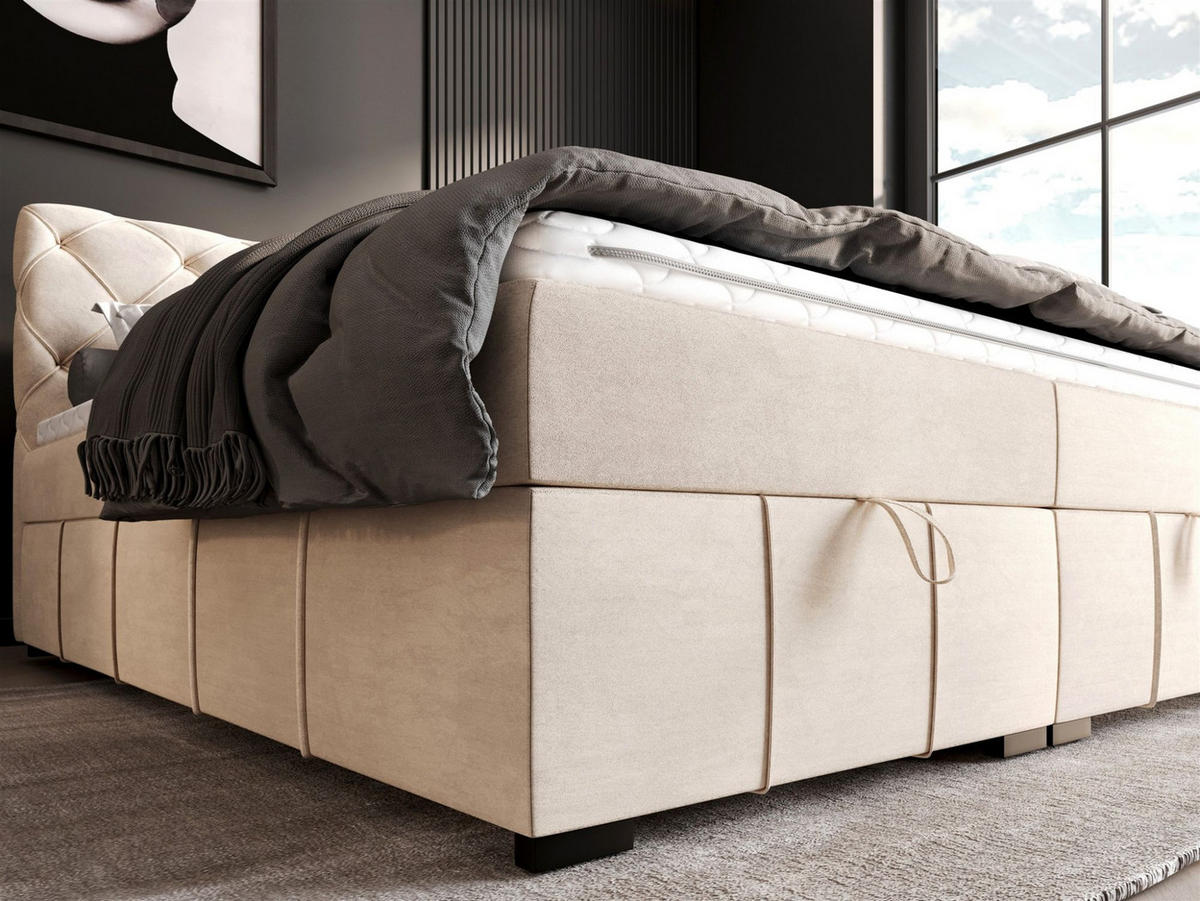 BOXBETT Gisel - Creme, Holzwerkstoff/Textil (120/200cm) - Fun Möbel